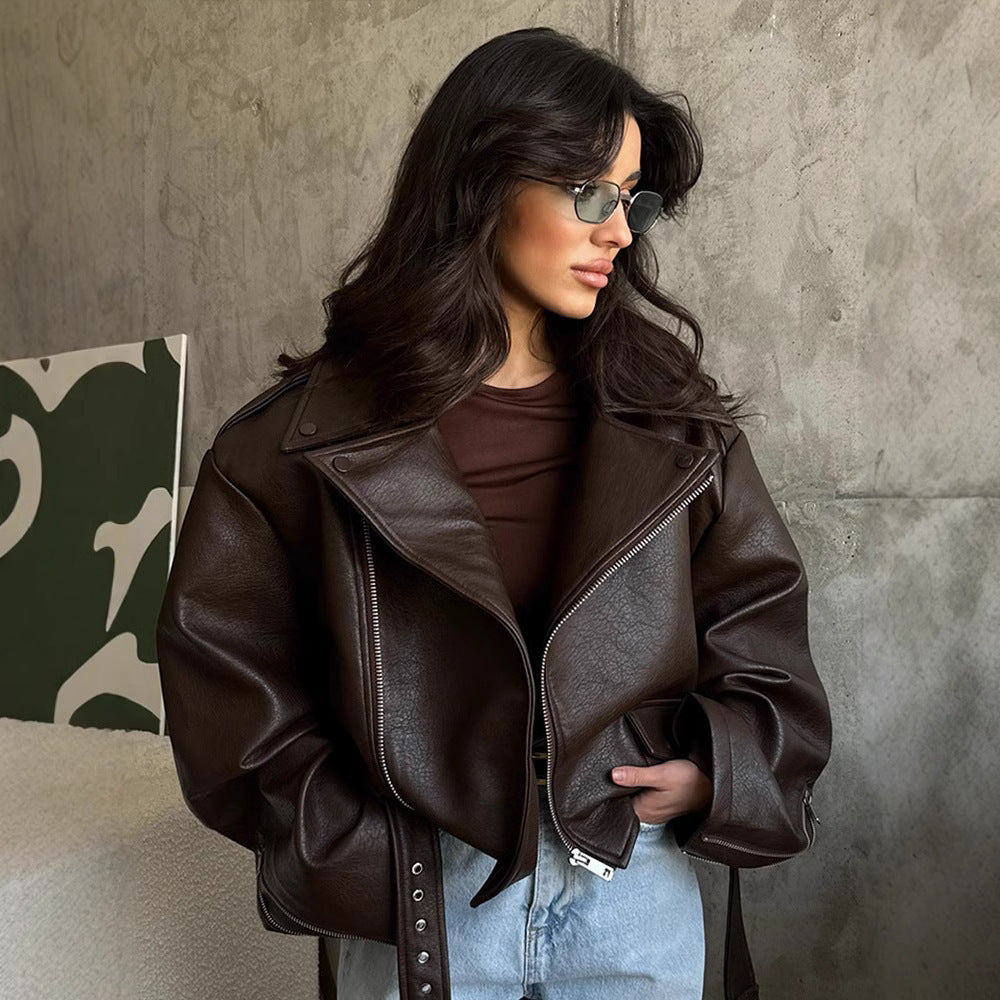 Daria | tamnosmeđa jakna s remenom