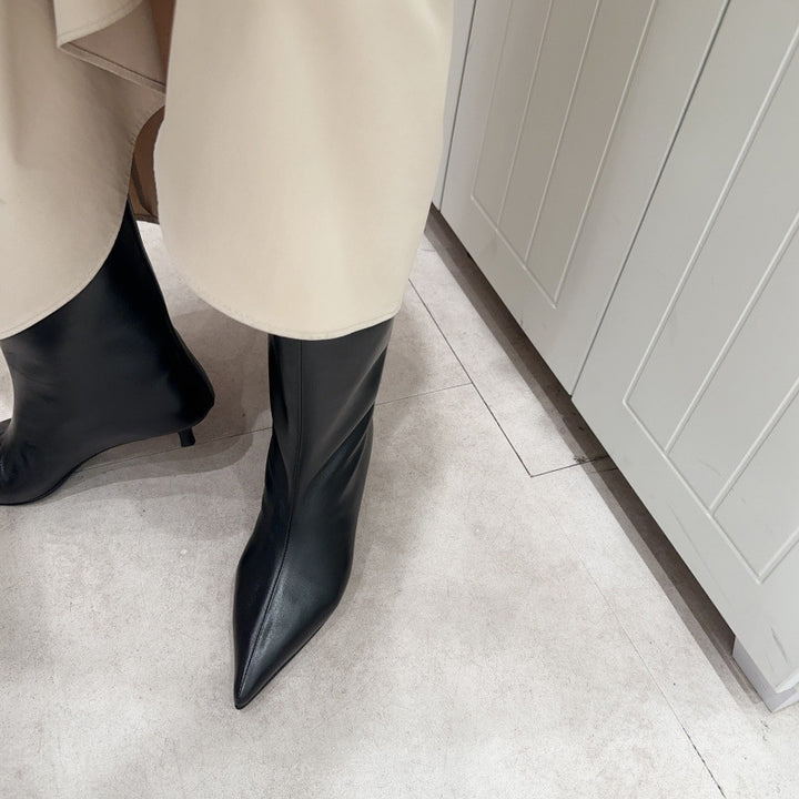 Elena | crne kožne čizme s potpeticom