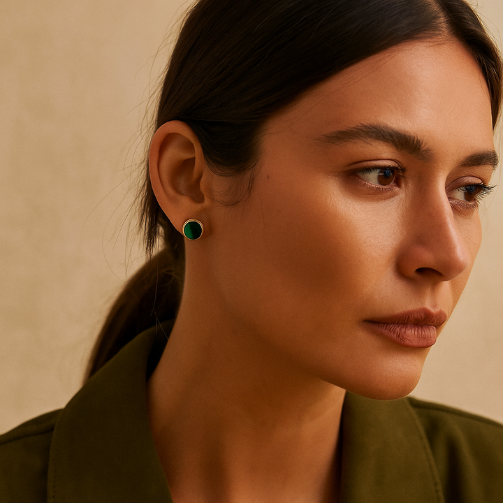 Aria | minimalističke naušnice s malahitnim kamenom