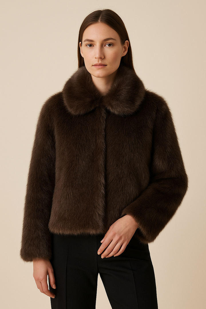 Melina – smeđi umjetni krzneni kaput