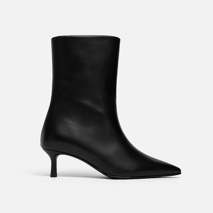 Elena | crne kožne čizme s potpeticom