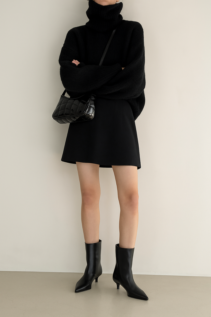 Elena | crne kožne čizme s potpeticom