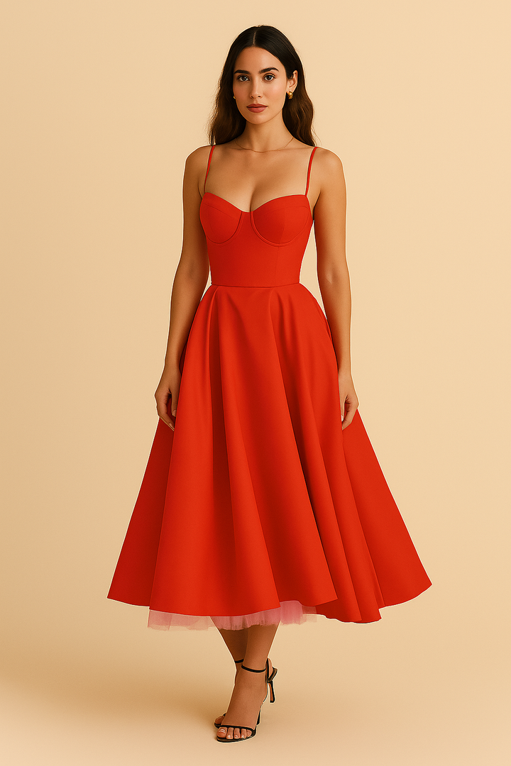 Isidora | Satenska večernja haljina s volanima