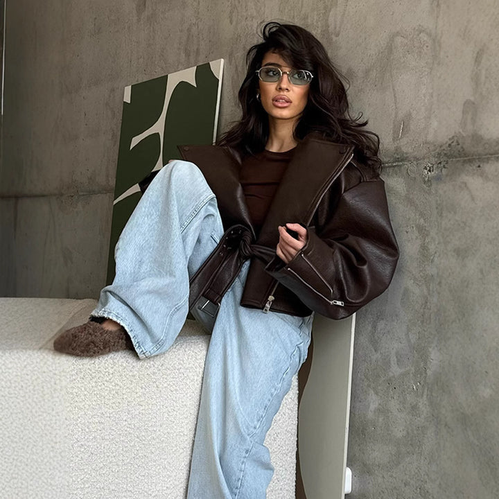 Daria | tamnosmeđa jakna s remenom