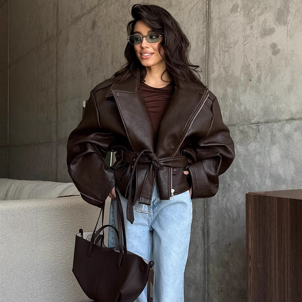 Daria | tamnosmeđa jakna s remenom